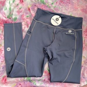 Brand New Activera Blue High Waist Tummy Control Yoga Leggings with Pockets